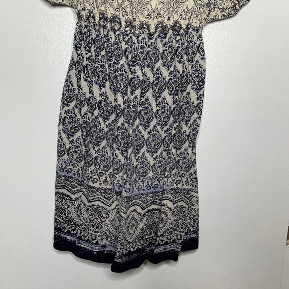 Angie women's blue white ikat print kimono sleeve mini dress Small - Picture 6 of 8